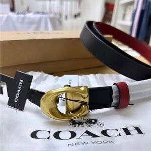 NWT! Coach Sculpted C Buckle Cut To Size Reversible Belt, 25 Mm Women Belt